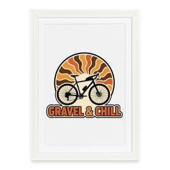 Gravel & Chill Vintage 70s Sun Bike Art - Framed poster (27 × 37 cm) - white - Front