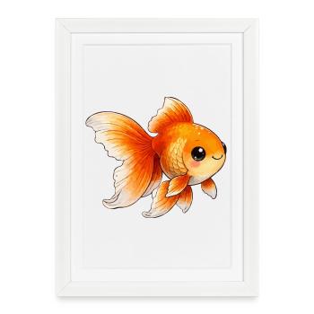 Illustration de poisson rouge - Affiche encadrée (27 × 37 cm) - blanc - Devant