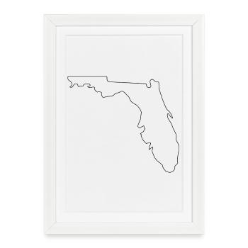 Carte panoramique de la Floride - Affiche encadrée (27 × 37 cm) - blanc - Devant