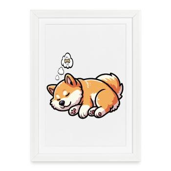 Shiba Inu Shiba propriétaire Shiba lover Shiba inus - Affiche encadrée (27 × 37 cm) - blanc - Devant