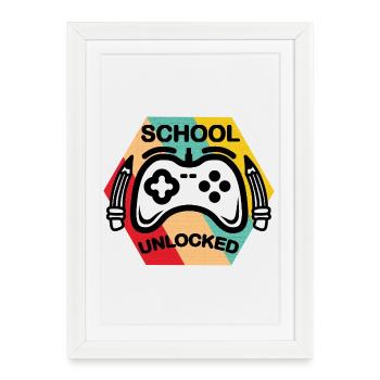 Badge de joueur débloqué par l’école - Affiche encadrée (27 × 37 cm) - blanc - Devant