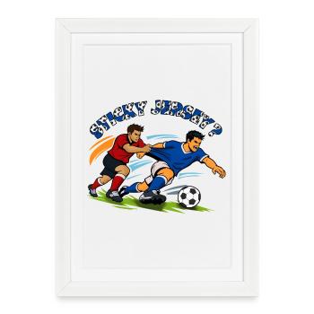 Bataille pour le ballon : duel de football - Affiche encadrée (27 × 37 cm) - blanc - Devant