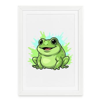 Frog with paint splash background - Framed poster (27 × 37 cm) - white - Front