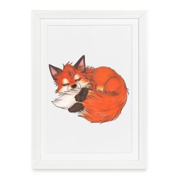 Cadeau mignon renard pour les fans de renard garçons et filles - Affiche encadrée (27 × 37 cm) - blanc - Devant