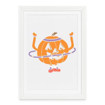 Hula Hup Hopp Halloween Hullern Huller Citrouille - Affiche encadrée (27 × 37 cm) - blanc - Devant