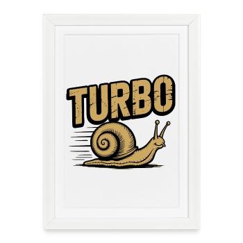 Escargot Turbo Humour lent et drôle pour - Affiche encadrée (27 × 37 cm) - blanc - Devant