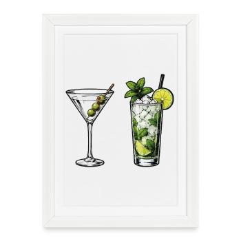 Cocktail Collection: Martini & Mojito - Framed poster (27 × 37 cm) - white - Front