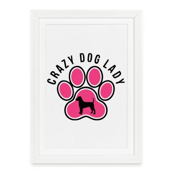 Patte de chien Femme folle de chien Maman de chien Maîtresse - Affiche encadrée (27 × 37 cm) - blanc - Devant