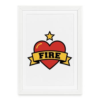 Fire Brigade Heart Fire Crest - Framed poster (27 × 37 cm) - white - Front