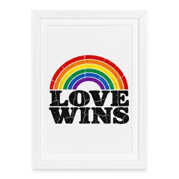 L’amour gagne Rainbow CSD Vintage Dicton - Affiche encadrée (27 × 37 cm) - blanc - Devant