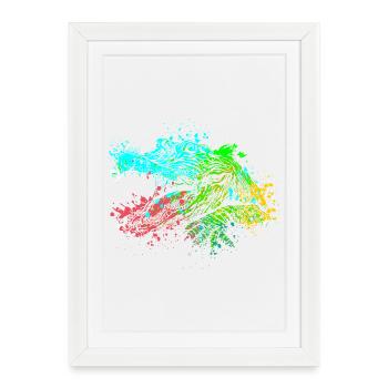 Art éclaboussé Crocodile sauvage - Affiche encadrée (27 × 37 cm) - blanc - Devant