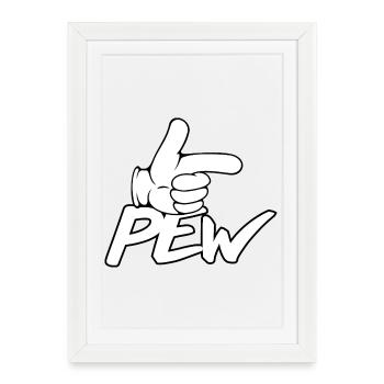 Graphique de la main Pew Pew - Affiche encadrée (27 × 37 cm) - blanc - Devant