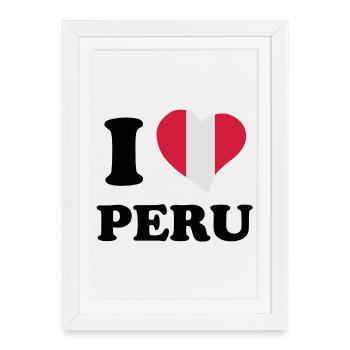 I love Peru - J'aime Pérou - Affiche encadrée (27 × 37 cm) - blanc - Devant