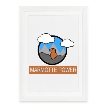 MARMOTTE POWER - Framed poster (27 × 37 cm) - white - Front