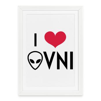 Ovni Ufo Extraterrestre Espace Geek Planète - Affiche encadrée (27 × 37 cm) - blanc - Devant