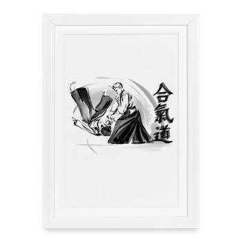aikido - Affiche encadrée (27 × 37 cm) - blanc - Devant