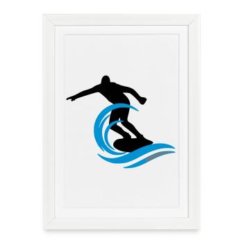Surfeur - Affiche encadrée (27 × 37 cm) - blanc - Devant