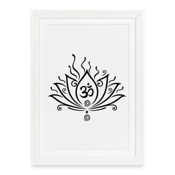 Fleur de lotus, yoga avec symbole de l'om - Affiche encadrée (27 × 37 cm) - blanc - Devant