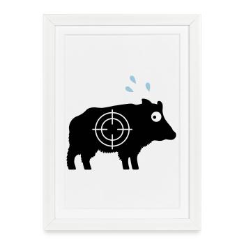 Wildschwein mit Angstschweiß und Fadenkreuz - Gerahmtes Poster (27 × 37 cm) - Weiß - Vorne