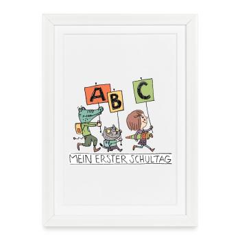 Erster Schultag ABC Abenteuer - Gerahmtes Poster (27 × 37 cm) - Weiß - Vorne