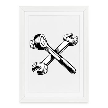 Wrench - screwdriver hobbyist - tool - Framed poster (27 × 37 cm) - white - Front