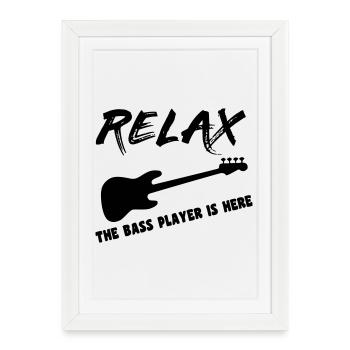 Le bassiste y est bassiste, musicien, instrument * - Affiche encadrée (27 × 37 cm) - blanc - Devant