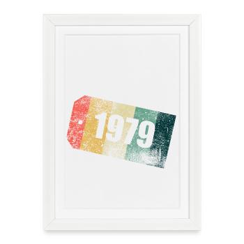 Millésime 1979 Stripe Day Grunge - Affiche encadrée (27 × 37 cm) - blanc - Devant