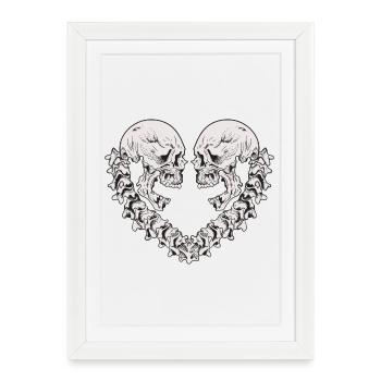 Cœurs de crânes dualistes - Affiche encadrée (27 × 37 cm) - blanc - Devant