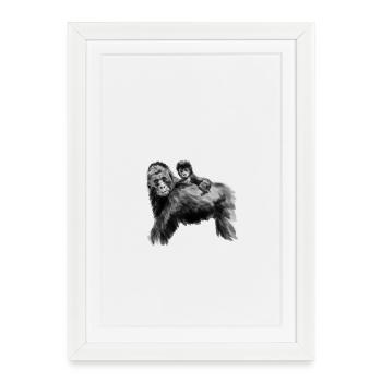 Gorilla dad with baby - Fathers day - Framed poster (27 × 37 cm) - white - Front