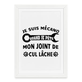 je suis mécano cadeau humour mécanicien drôle - Affiche encadrée (27 × 37 cm) - blanc - Devant