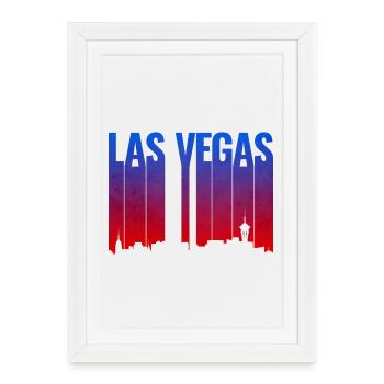 Las Vegas Gradient Skyline Silhouette - Affiche encadrée (27 × 37 cm) - blanc - Devant
