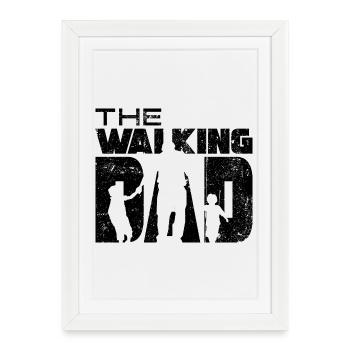Le papa qui marche - Affiche encadrée (27 × 37 cm) - blanc - Devant