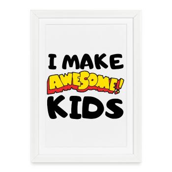 Comic Exclamations Awesome Lettering - Framed poster (27 × 37 cm) - white - Front