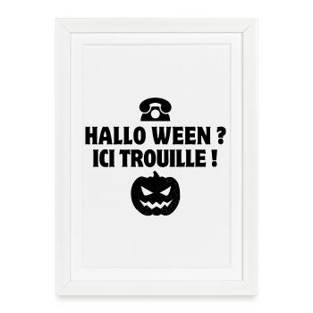 citrouille, halloween, phrase drôle - Affiche encadrée (27 × 37 cm) - blanc - Devant