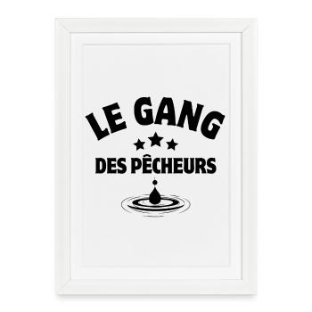 pêche, pêcheur, canne à pêche - Affiche encadrée (27 × 37 cm) - blanc - Devant