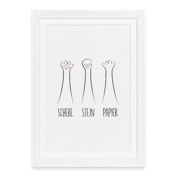 Schere Stein Papier - Gerahmtes Poster (27 × 37 cm) - Weiß - Vorne