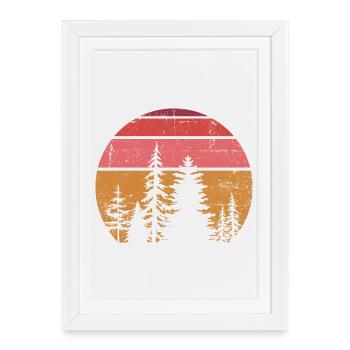 Silhouette de pin solaire - Affiche encadrée (27 × 37 cm) - blanc - Devant