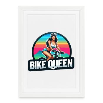 Bike Queen Sunset Cycling Design - Affiche encadrée (27 × 37 cm) - blanc - Devant