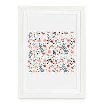 Motif floral sans couture PNG - Affiche encadrée (27 × 37 cm) - blanc - Devant