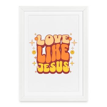 Design Love Jesus aux couleurs rétro - Affiche encadrée (27 × 37 cm) - blanc - Devant
