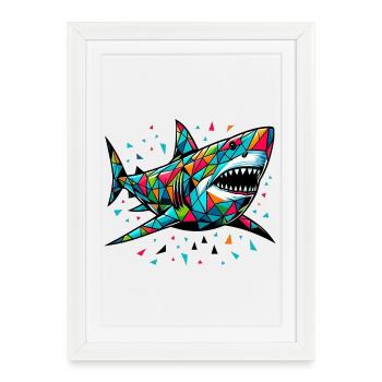Requin - Affiche encadrée (27 × 37 cm) - blanc - Devant