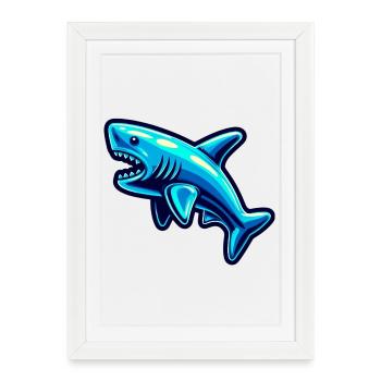 Requin - Affiche encadrée (27 × 37 cm) - blanc - Devant
