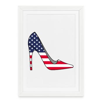 Women's Shoe and America - Framed poster (27 × 37 cm) - white - Front