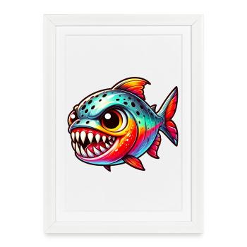 Piranha - Affiche encadrée (27 × 37 cm) - blanc - Devant