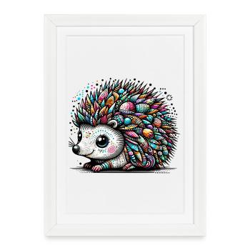 Hedgehog - Framed poster (27 × 37 cm) - white - Front