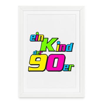 Fête des années 90 , Soirée à thème , Enfant des années 90 (25) - Affiche encadrée (27 × 37 cm) - blanc - Devant