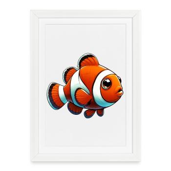 Poisson-clown - Affiche encadrée (27 × 37 cm) - blanc - Devant