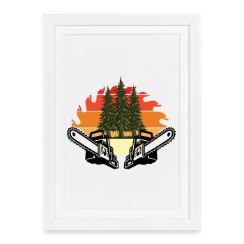 Sunset forest idyll with trees - Framed poster (27 × 37 cm) - white - Front