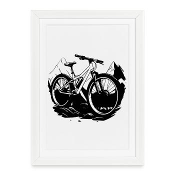 Croquis de vélo de montagne - Affiche encadrée (27 × 37 cm) - blanc - Devant