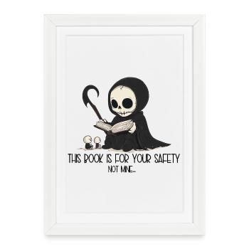 Ce livre est pour votre sécurité, pas pour la mienne - der Tot - Affiche encadrée (27 × 37 cm) - blanc - Devant